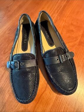 Van Eli Black Leather Loafer Driving Shoes